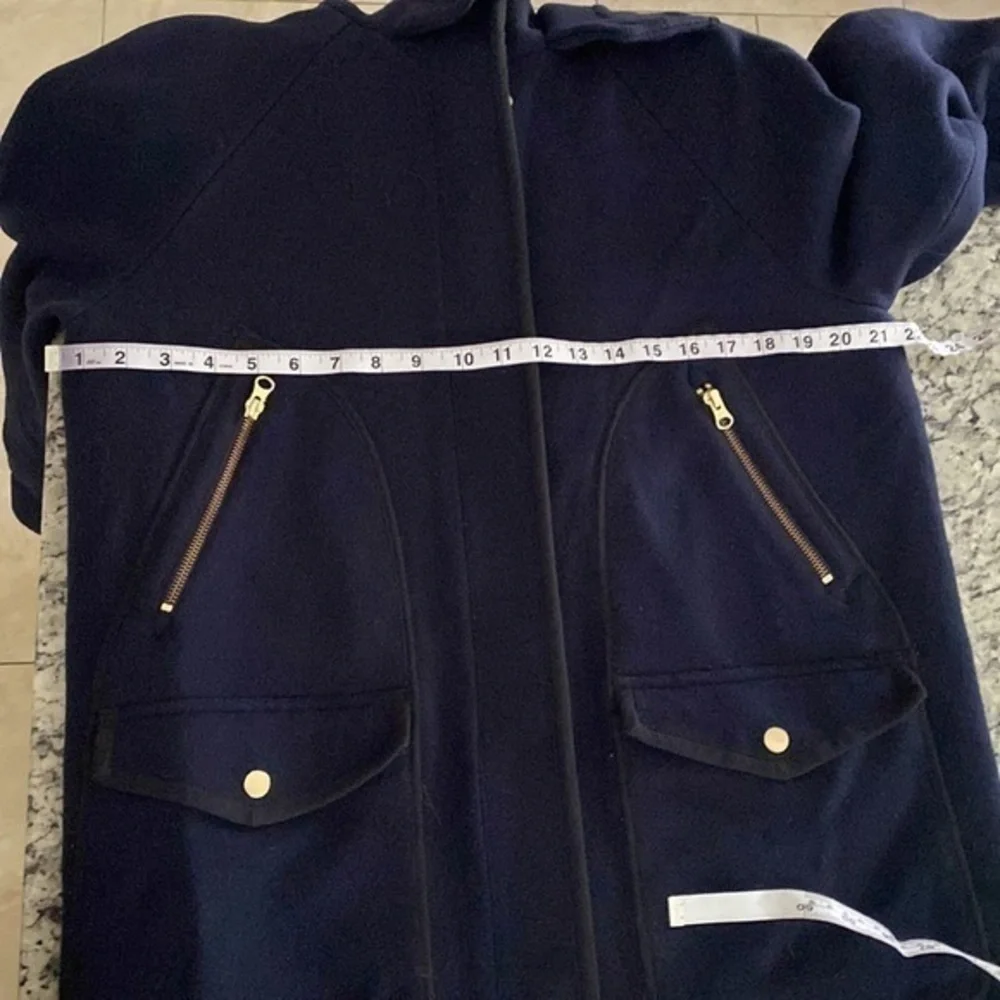 J. Crew summit Italian stadium cloth navy blue gold wool hooded parka coat 4